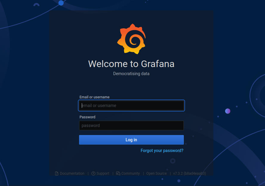 Grafana - Login screen